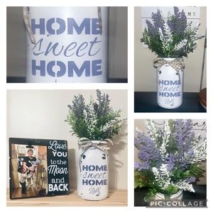Handmade Home Sweet Home Ball Mason and Arrangement - Farmhouse Style!